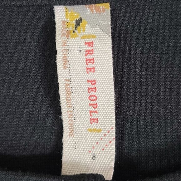 Free People ‎ Black Gold Button Embroidered Front Fit Flare Sheath Dress Size 8 - Picture 6 of 7